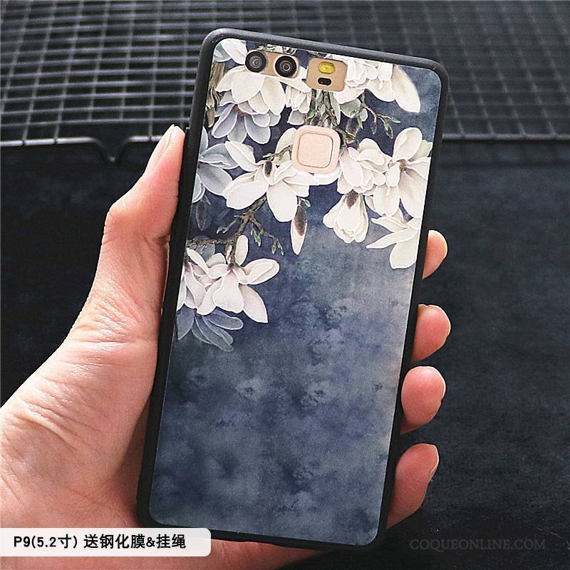Huawei P9 Plus Coque Bordure Protection Délavé En Daim Blanc Étui Gaufrage Téléphone Portable