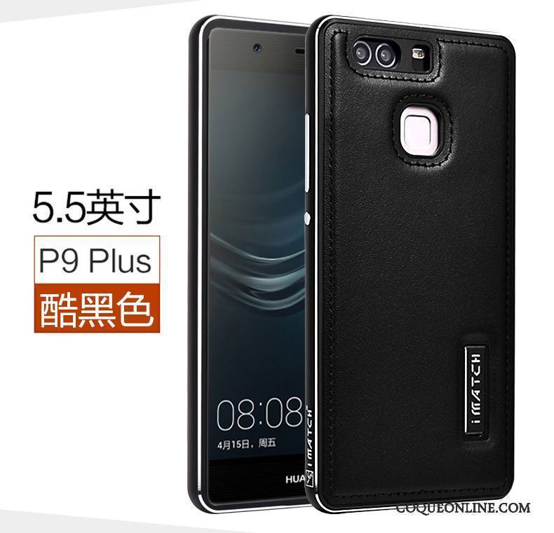 Huawei P9 Plus Coque Cuir Véritable Étui Protection Mesh Business Téléphone Portable Bleu
