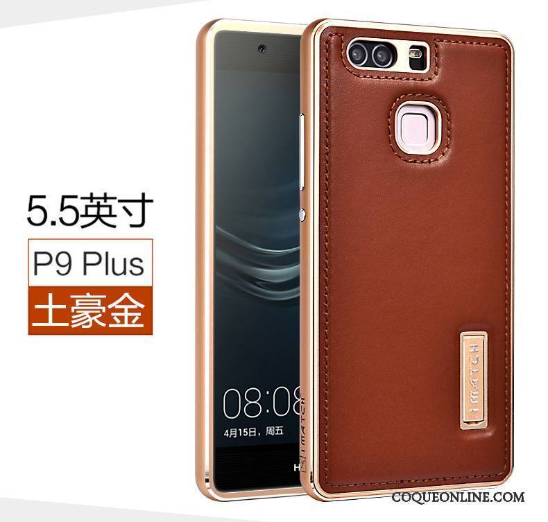 Huawei P9 Plus Coque Cuir Véritable Étui Protection Mesh Business Téléphone Portable Bleu