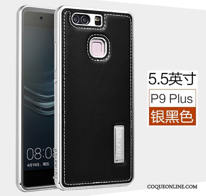 Huawei P9 Plus Coque Cuir Véritable Étui Protection Mesh Business Téléphone Portable Bleu