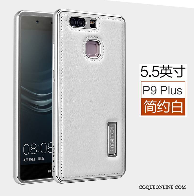 Huawei P9 Plus Coque Cuir Véritable Étui Protection Mesh Business Téléphone Portable Bleu