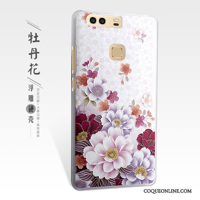 Huawei P9 Plus Coque De Téléphone Gaufrage Étui Rose Protection