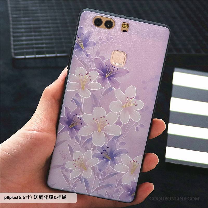 Huawei P9 Plus Coque De Téléphone Protection Tout Compris Violet Étui Gaufrage Incassable