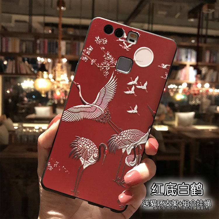 Huawei P9 Plus Coque De Téléphone Étui Rouge Silicone Ornements Suspendus Dessin Animé Tout Compris