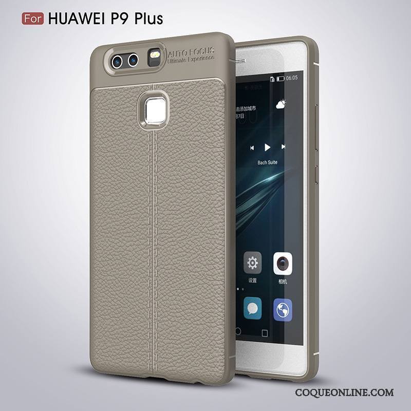 Huawei P9 Plus Coque Fluide Doux Délavé En Daim Gris Business Tendance Incassable Tout Compris