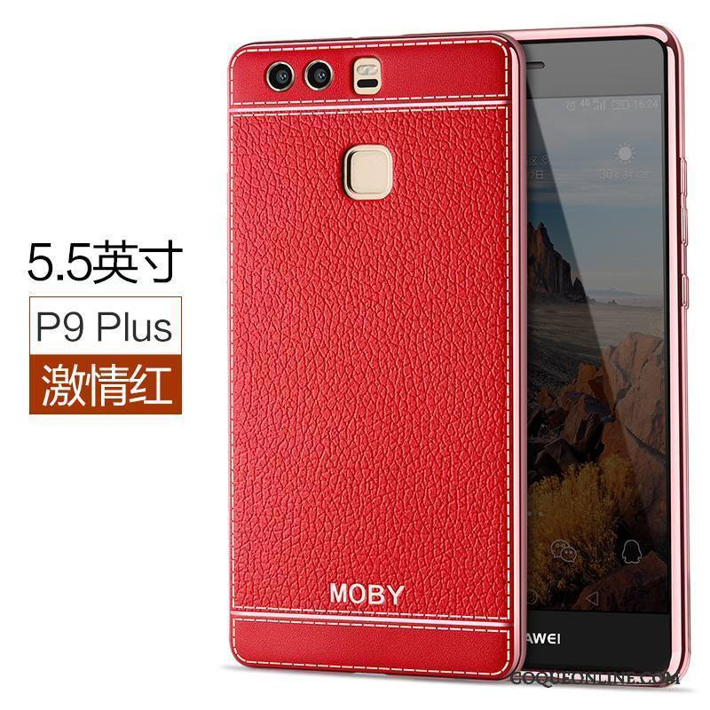 Huawei P9 Plus Coque Incassable Protection Bleu Fluide Doux Étui Téléphone Portable Rouge