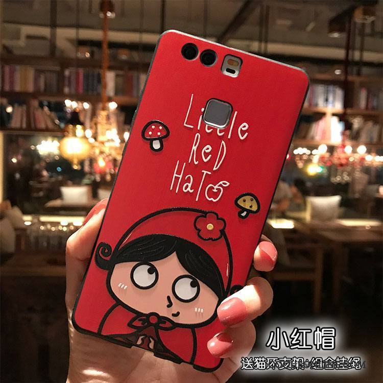 Huawei P9 Plus Dessin Animé Coque De Téléphone Ornements Suspendus Étui Rouge Tendance Silicone