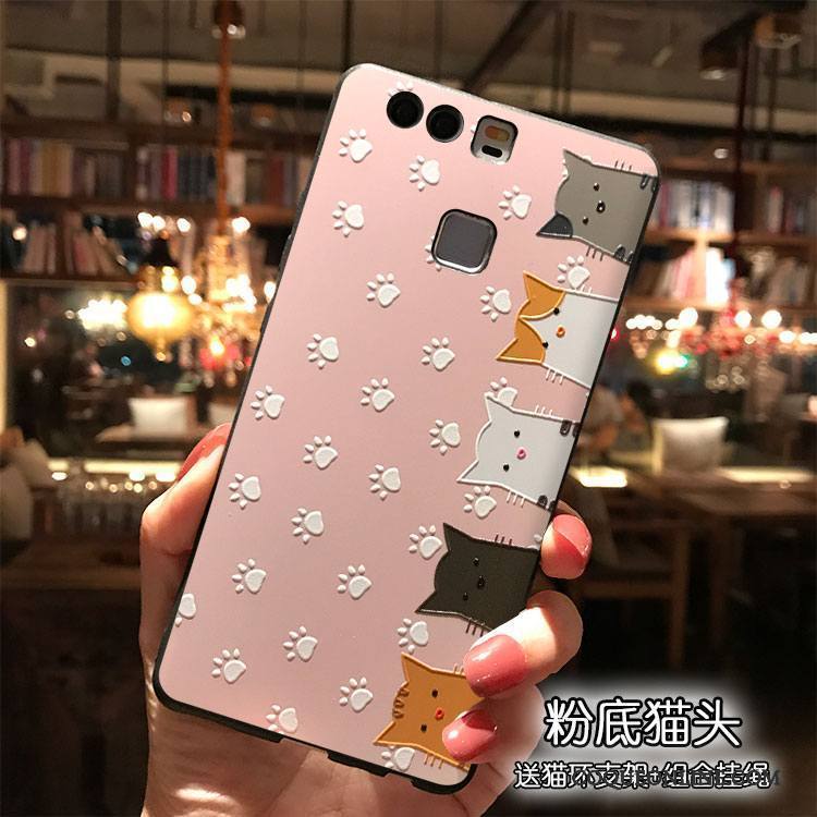 Huawei P9 Plus Dessin Animé Coque De Téléphone Ornements Suspendus Étui Rouge Tendance Silicone