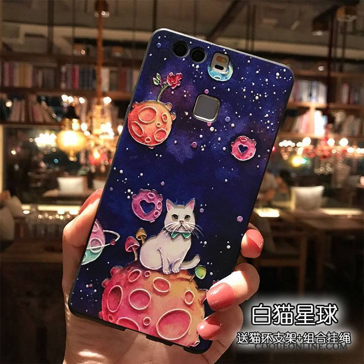 Huawei P9 Plus Dessin Animé Ornements Suspendus Violet Étui Silicone Coque De Téléphone