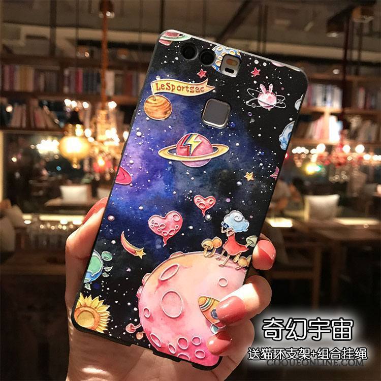 Huawei P9 Plus Dessin Animé Ornements Suspendus Violet Étui Silicone Coque De Téléphone