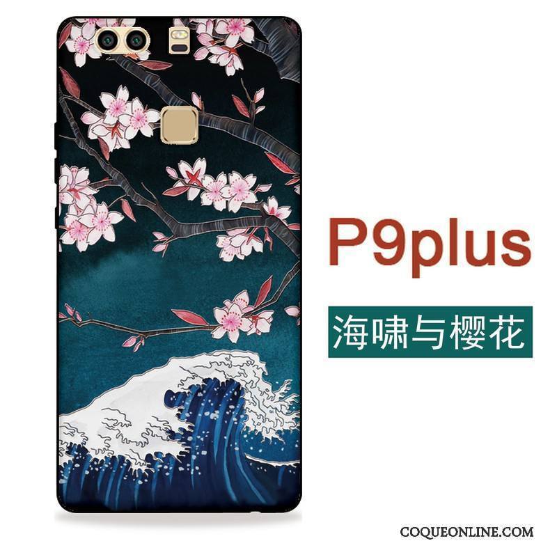 Huawei P9 Plus Fluide Doux Coque De Téléphone Grue Vent Étui Vert Japonais