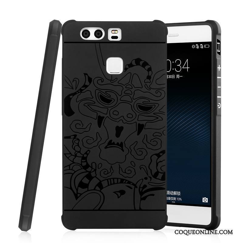 Huawei P9 Plus Jeunesse Incassable Fluide Doux Étui Coque De Téléphone Noir Tendance