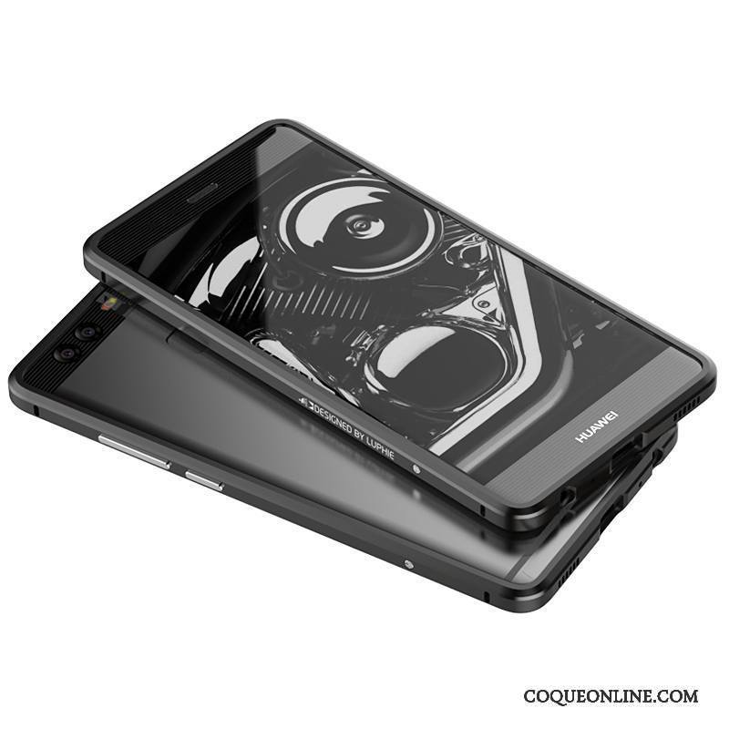 Huawei P9 Plus Métal Coque De Téléphone Simple Incassable Légère Étui Noir