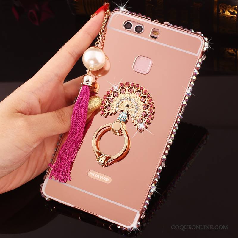 Huawei P9 Plus Or Border Étui Métal Protection Strass Coque De Téléphone