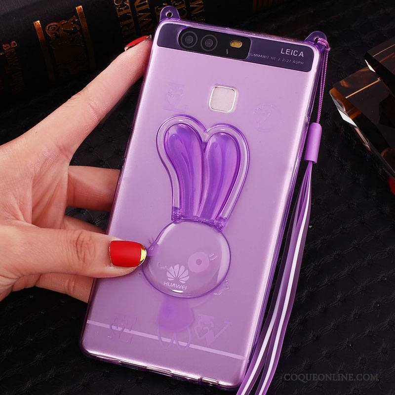 Huawei P9 Plus Protection Violet Dessin Animé Strass Coque Très Mince Silicone