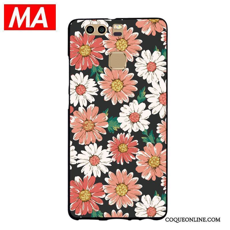 Huawei P9 Plus Étui Coque De Téléphone Fleurs Personnalité Noir Silicone Créatif