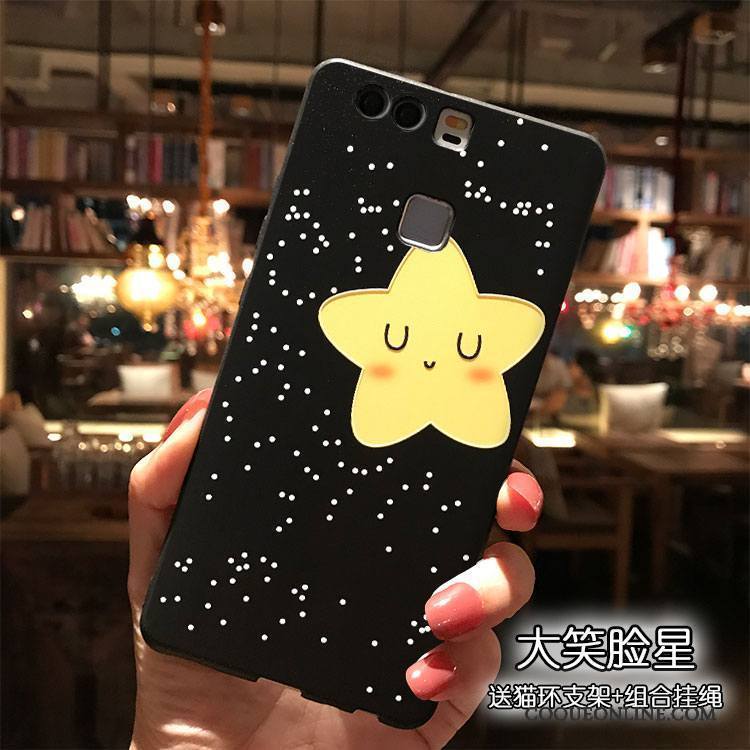 Huawei P9 Plus Étui Noir Coque De Téléphone Dessin Animé Ornements Suspendus Personnalité Silicone