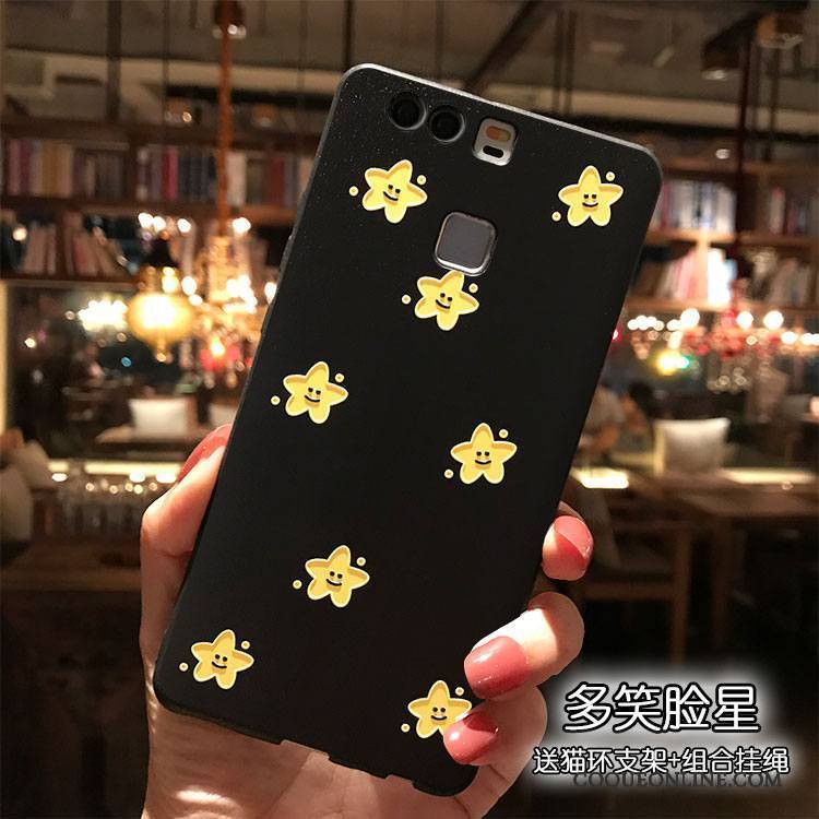 Huawei P9 Plus Étui Noir Coque De Téléphone Dessin Animé Ornements Suspendus Personnalité Silicone