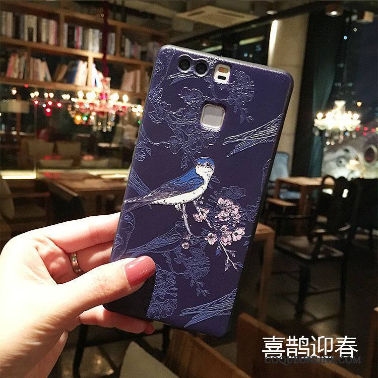 Huawei P9 Rose Fluide Doux Coque De Téléphone Délavé En Daim Silicone Gaufrage Étui