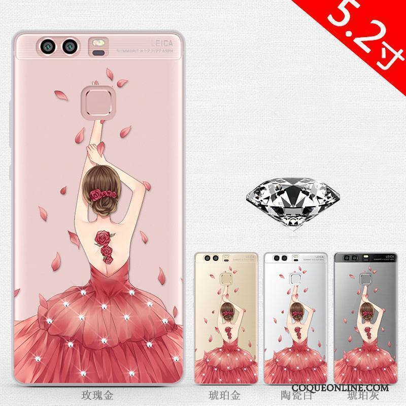 Huawei P9 Strass Coque De Téléphone Silicone Dessin Animé Incassable Étui Créatif