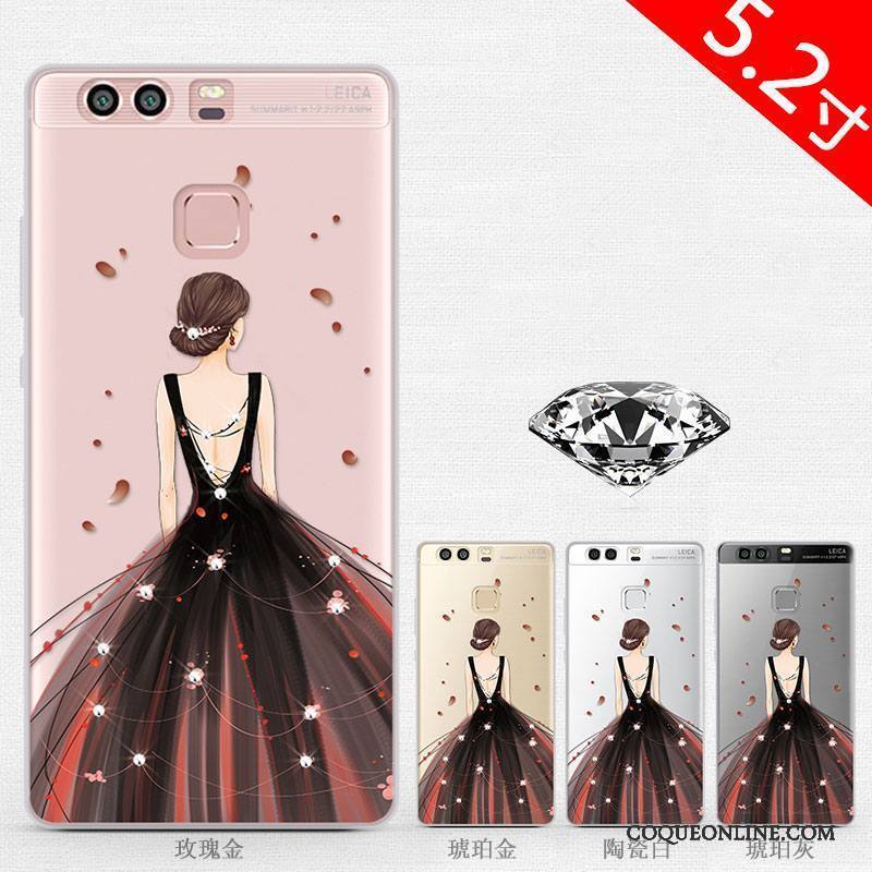 Huawei P9 Strass Coque De Téléphone Silicone Dessin Animé Incassable Étui Créatif