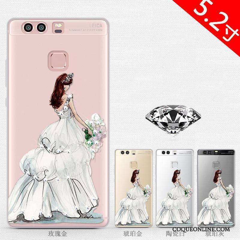 Huawei P9 Strass Coque De Téléphone Silicone Dessin Animé Incassable Étui Créatif