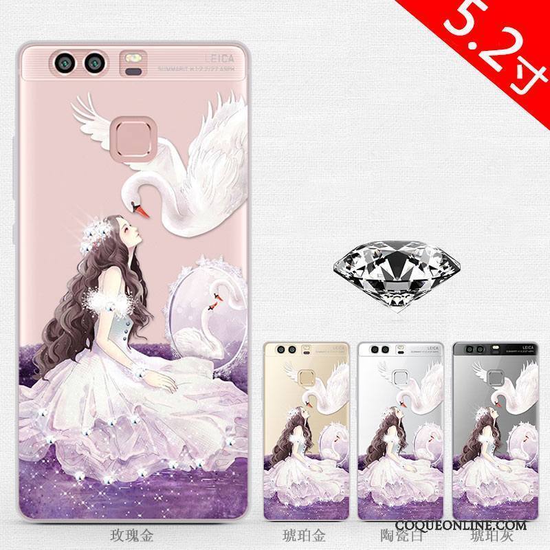 Huawei P9 Strass Coque De Téléphone Silicone Dessin Animé Incassable Étui Créatif