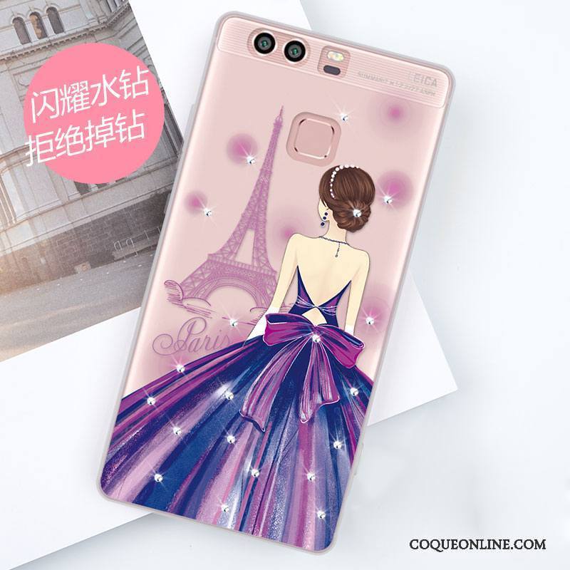 Huawei P9 Strass Coque De Téléphone Silicone Dessin Animé Incassable Étui Créatif