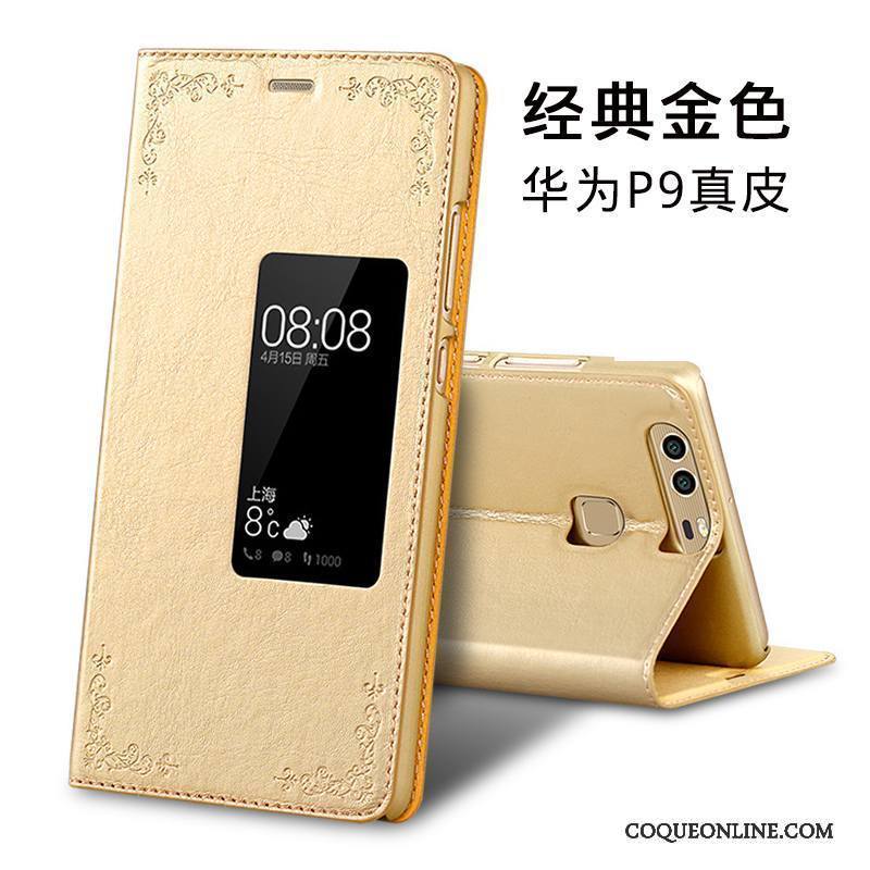 Huawei P9 Étui Cuir Véritable Étui En Cuir Protection Coque De Téléphone Incassable Tout Compris