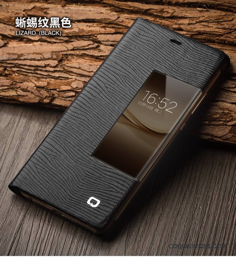 Huawei P9 Étui Dormance Housse Cuir Véritable Coque De Téléphone Business Noir