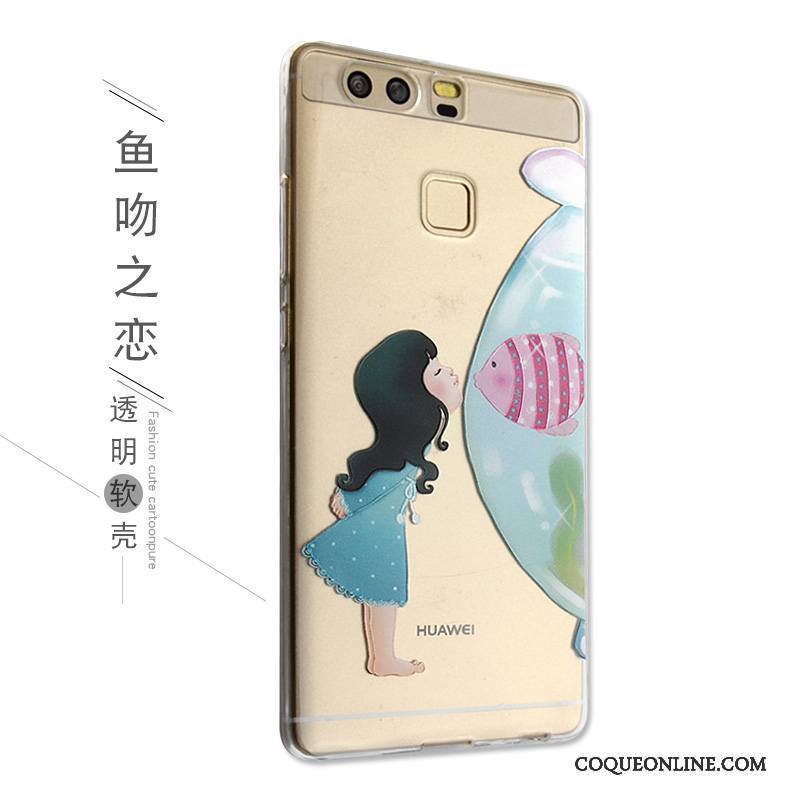 Huawei P9 Étui Gaufrage Dessin Animé Silicone Charmant Coque De Téléphone