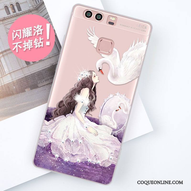 Huawei P9 Étui Strass Personnalité Incassable Coque De Téléphone Fluide Doux Tout Compris