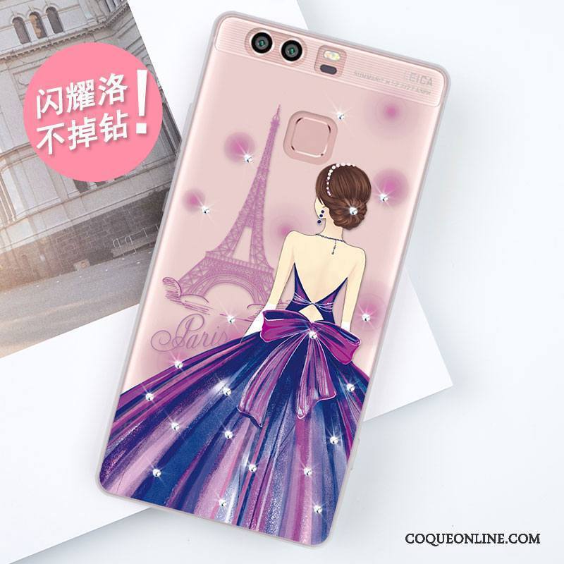 Huawei P9 Étui Strass Personnalité Incassable Coque De Téléphone Fluide Doux Tout Compris