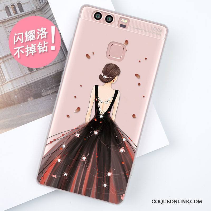 Huawei P9 Étui Strass Personnalité Incassable Coque De Téléphone Fluide Doux Tout Compris