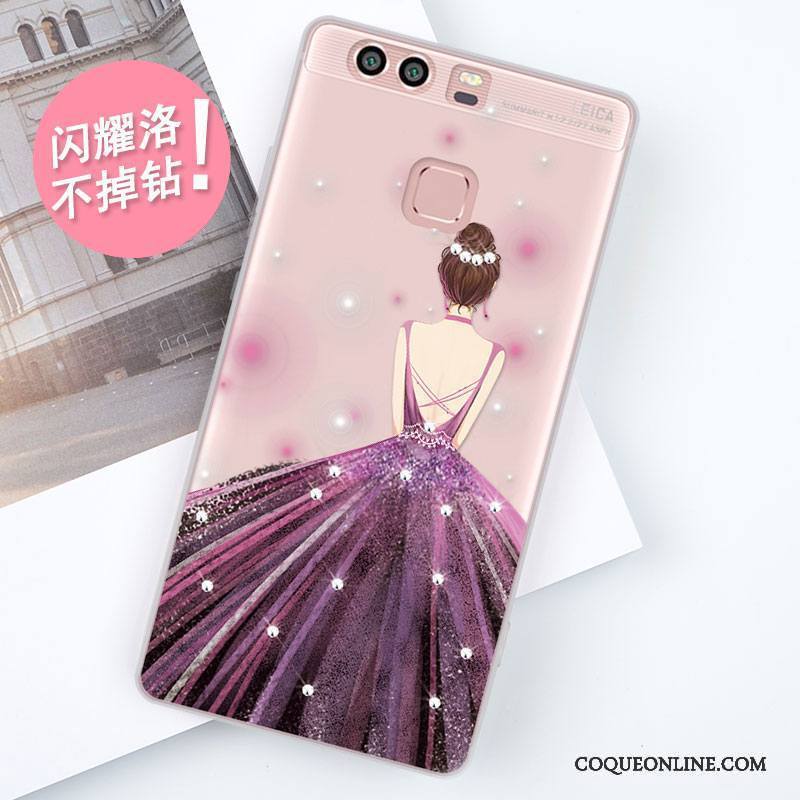 Huawei P9 Étui Strass Personnalité Incassable Coque De Téléphone Fluide Doux Tout Compris