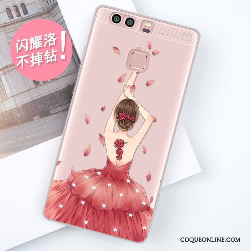 Huawei P9 Étui Strass Personnalité Incassable Coque De Téléphone Fluide Doux Tout Compris