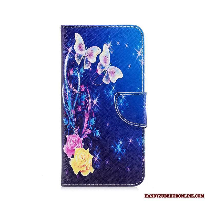 Huawei Y5 2018 Bleu Protection Étui En Cuir Coque De Téléphone