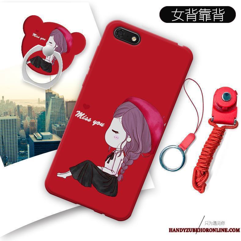 Huawei Y5 2018 Coque Tendance Fluide Doux De Téléphone Incassable Rouge Étui