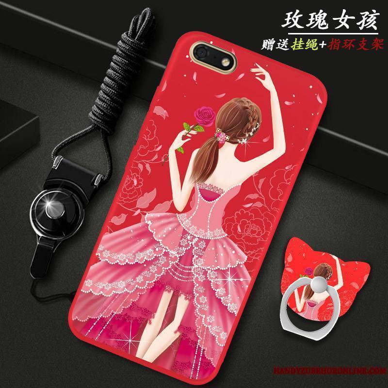 Huawei Y5 2018 Grand Incassable Étui Coque De Téléphone Ornements Suspendus Rouge Protection