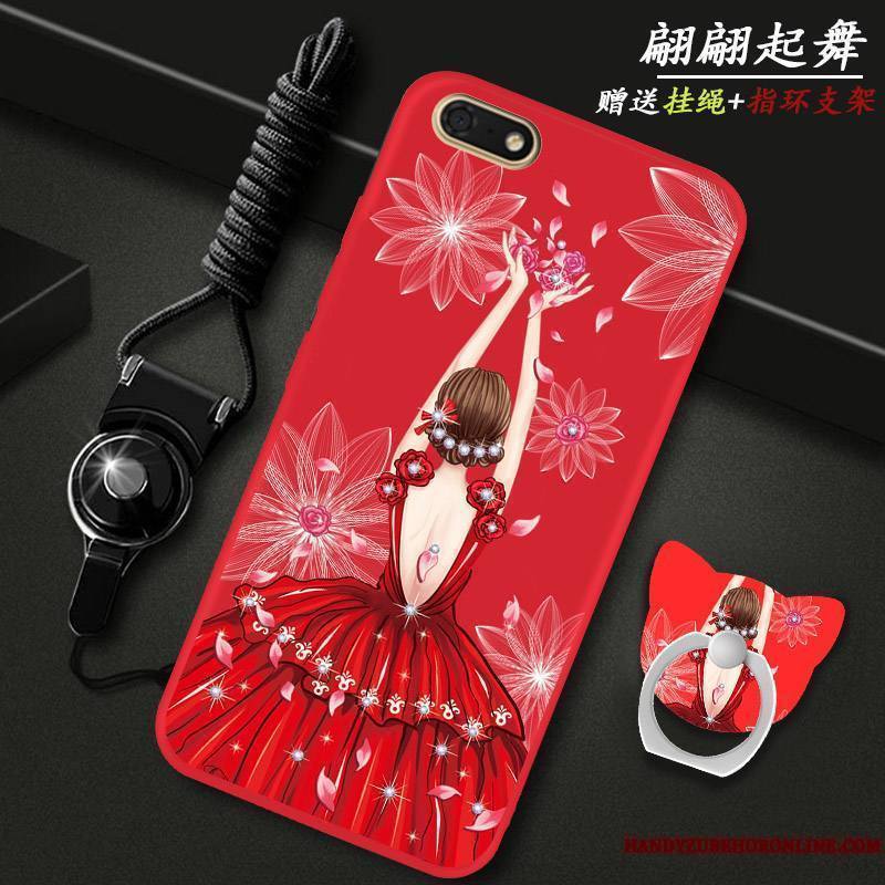 Huawei Y5 2018 Grand Incassable Étui Coque De Téléphone Ornements Suspendus Rouge Protection