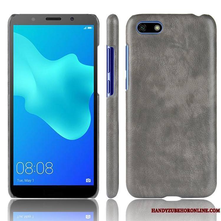 Huawei Y5 2018 Noir Coque De Téléphone Litchi Modèle Fleurie Tendance Difficile Étui