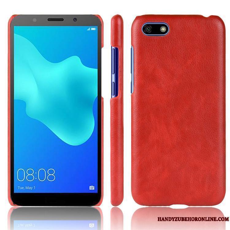 Huawei Y5 2018 Noir Coque De Téléphone Litchi Modèle Fleurie Tendance Difficile Étui