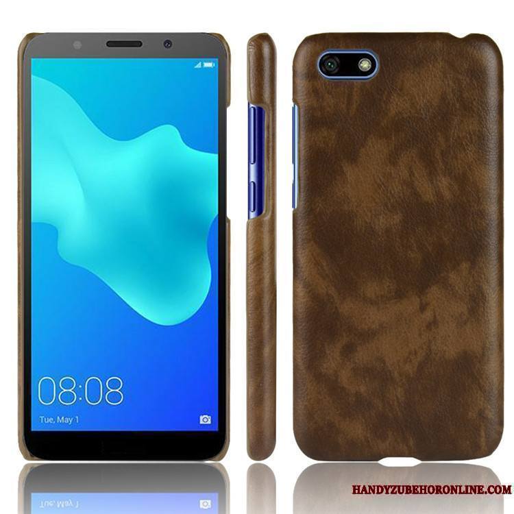 Huawei Y5 2018 Noir Coque De Téléphone Litchi Modèle Fleurie Tendance Difficile Étui