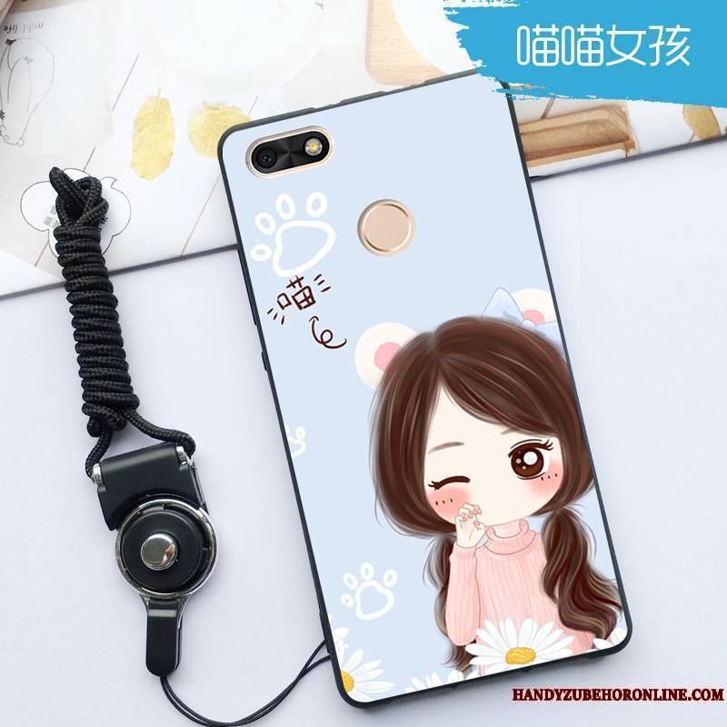 Huawei Y5 2018 Ornements Suspendus Personnalité Protection Incassable Bleu Fluide Doux Coque De Téléphone