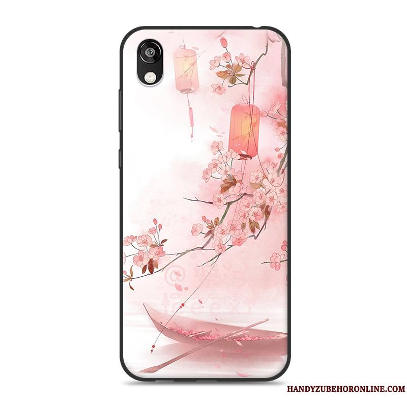 Huawei Y5 2019 Prune Fluide Doux Simple Style Chinois Coque Bleu Ornements Suspendus