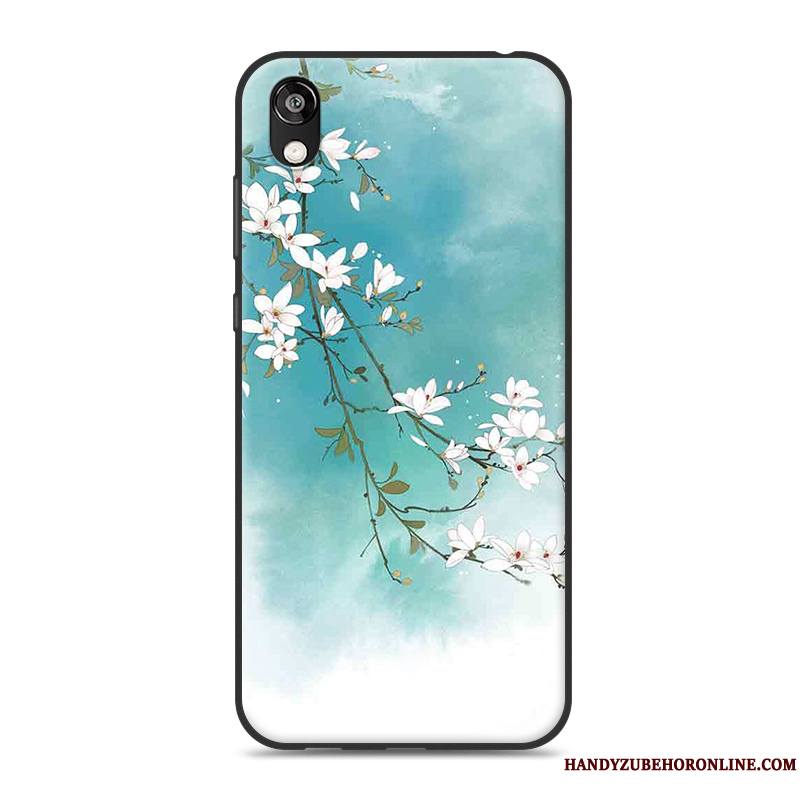 Huawei Y5 2019 Prune Fluide Doux Simple Style Chinois Coque Bleu Ornements Suspendus