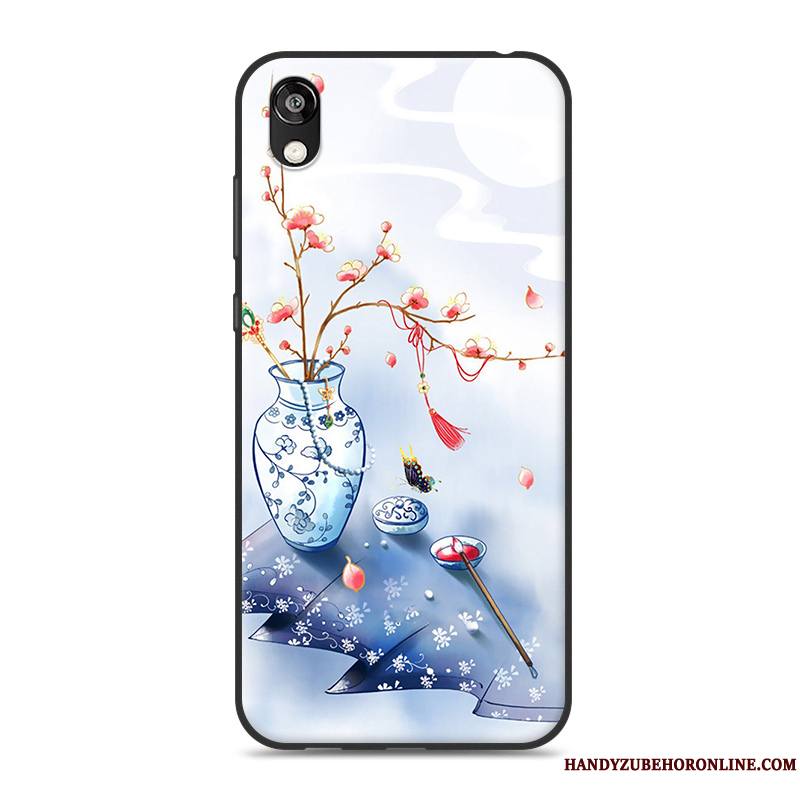 Huawei Y5 2019 Prune Fluide Doux Simple Style Chinois Coque Bleu Ornements Suspendus