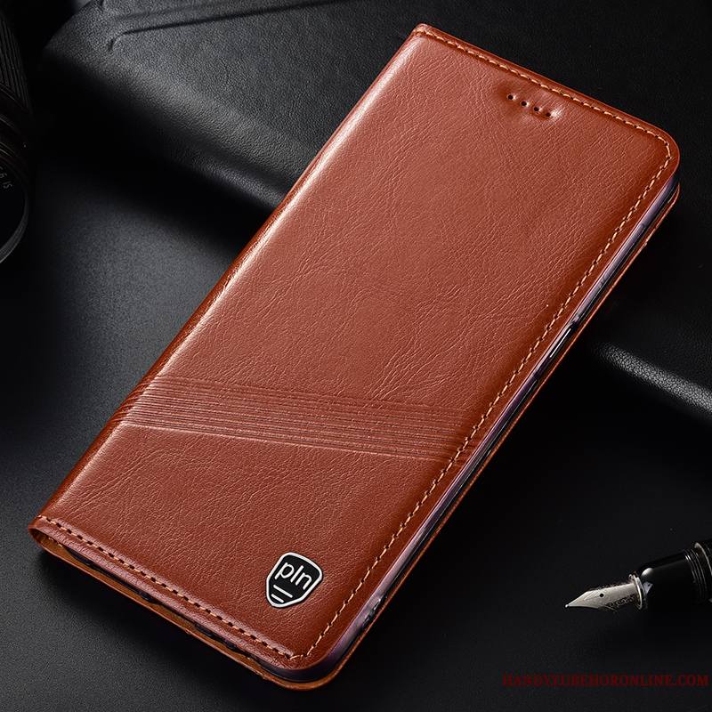 Huawei Y5 2019 Rouge Étui En Cuir Coque De Téléphone Cuir Véritable Téléphone Portable