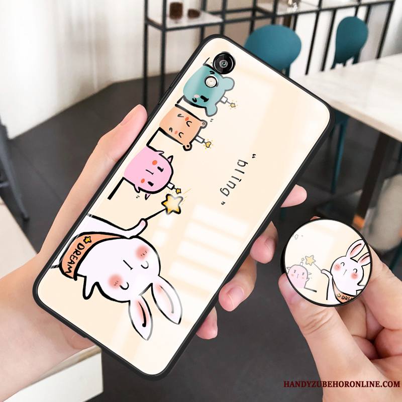 Huawei Y5 2019 Étui Petit Frais Rose Protection Coque Verre