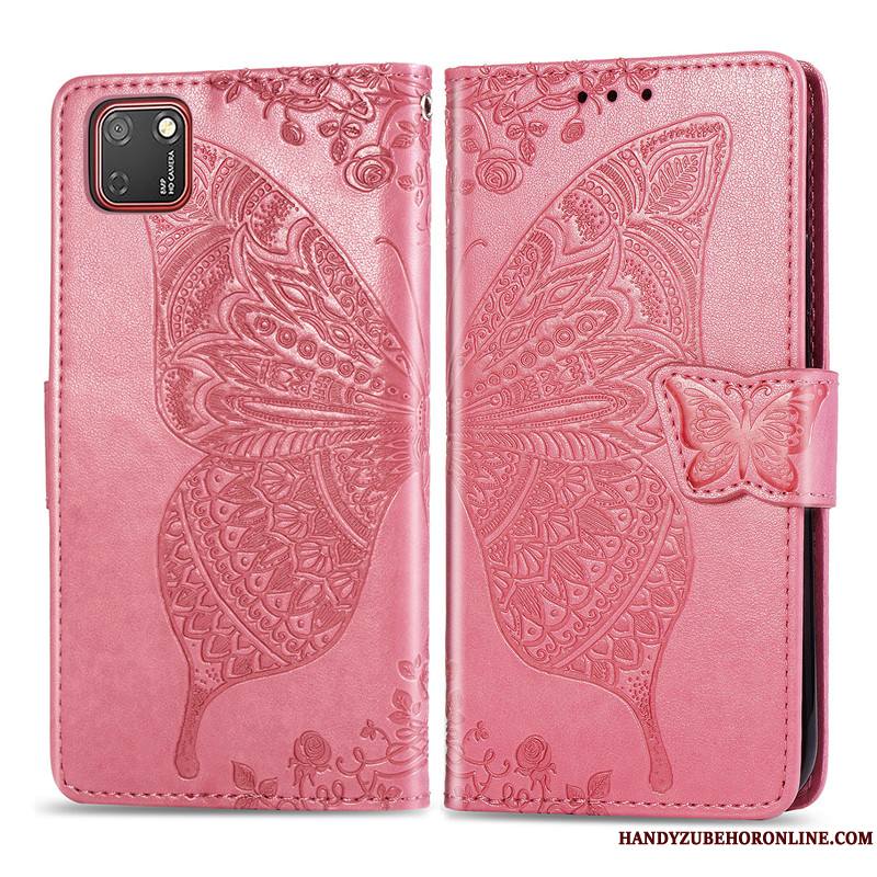 Huawei Y5p Protection Similicuir Étui En Cuir Papillon Charmant Coque De Téléphone Fleur